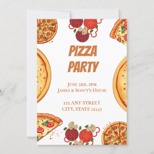 Convite Pizza Party com todos os Toppings