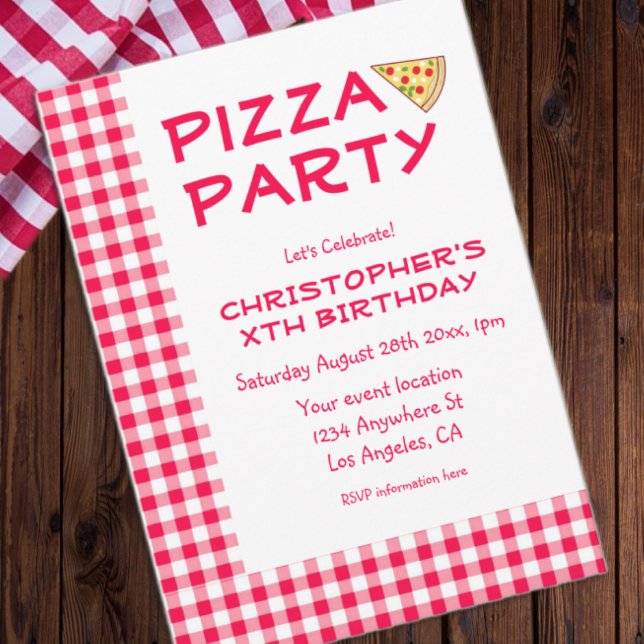 Convite Pizza Party Kids Birthday (Criador carregado)