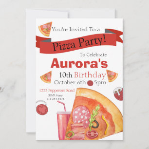Convite Pizza Party, Pizza Birthday, Fatia de    Divertime