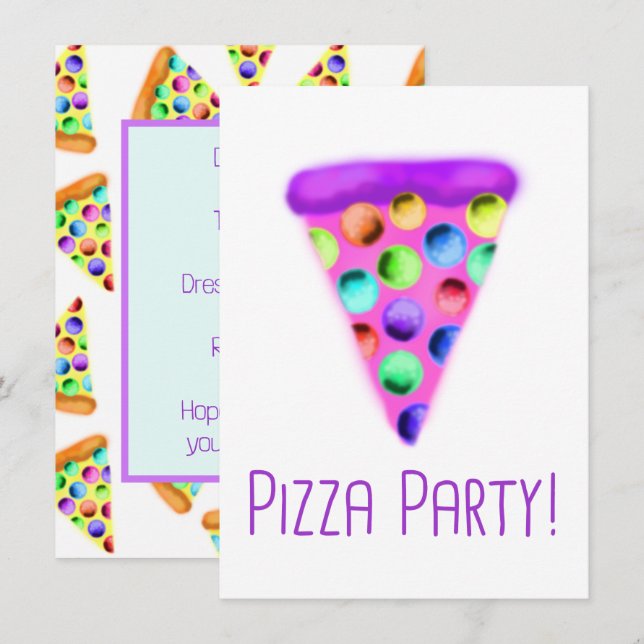 Convite Pizza Party (Roxo) (Frente/Verso)
