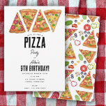 Convite Pizza Party Theme Watercolor Birthday Kids<br><div class="desc">Uma pizza com o tema design. Um design excelente para as crianças,  festas de aniversário tematizadas de pizza. Esta mão desenhada com piza d'água e ingredientes design é ideal para quem adora pizza,  cozinhar e comida italiana. Uma decoração de excelente e design de decoração de cozinha fofa.</div>