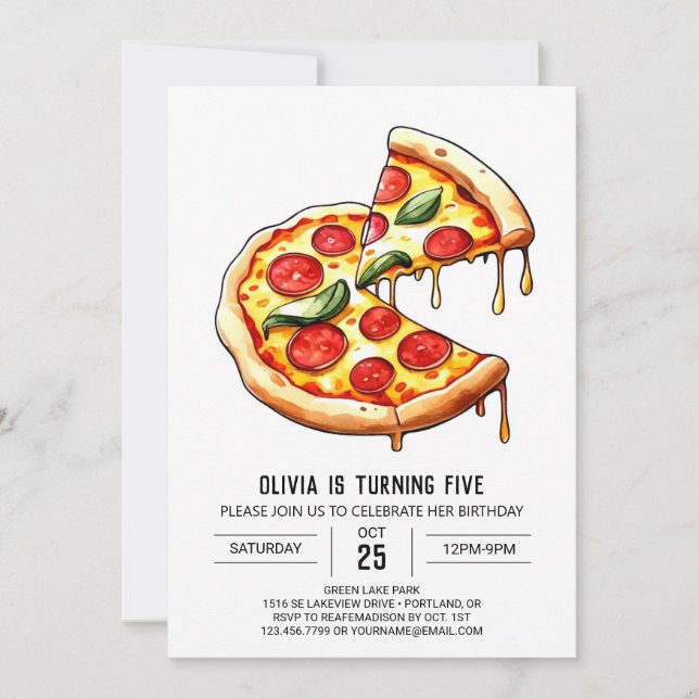 Convite Pizza Personalizada de Foodie Aniversário (Frente)