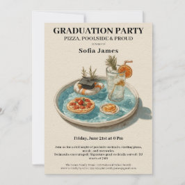 Convite Pizza, Poolside, Pool Party | graduation party