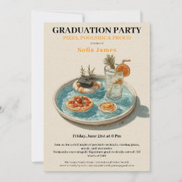Convite Pizza, Poolside, Pool Party | graduation party