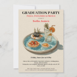 Convite Pizza, Poolside, Pool Party | graduation party