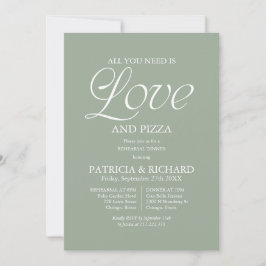Convite Pizza Pre-Nupcial Moderna em Preto e Branco