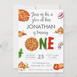 Convite Pizza primeiro aniversario Moderna Primeiro Aniver