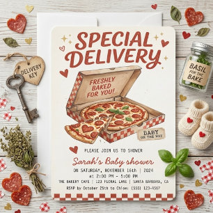 Convite Pizza Recém-Assada Entrega Especial Churrasco de B