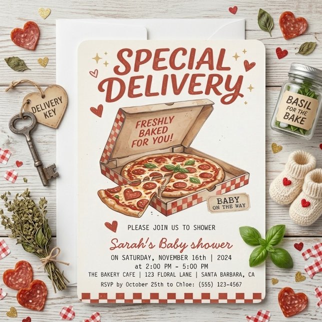 Convite Pizza Recém-Assada Entrega Especial Churrasco de B (Criador carregado)