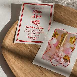 Convite Pizza Retro 1rua Desenhada Fatia De Foto Divertida