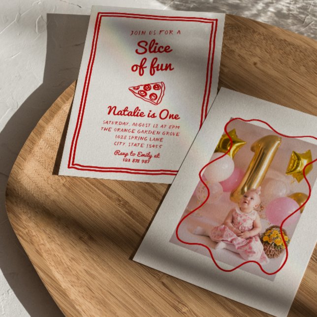 Convite Pizza Retro 1rua Desenhada Fatia De Foto Divertida (Criador carregado)