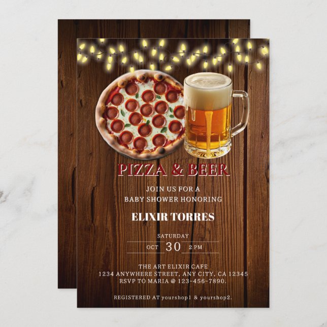 Convite Pizza russa e Chá de fraldas de cerveja (Frente/Verso)