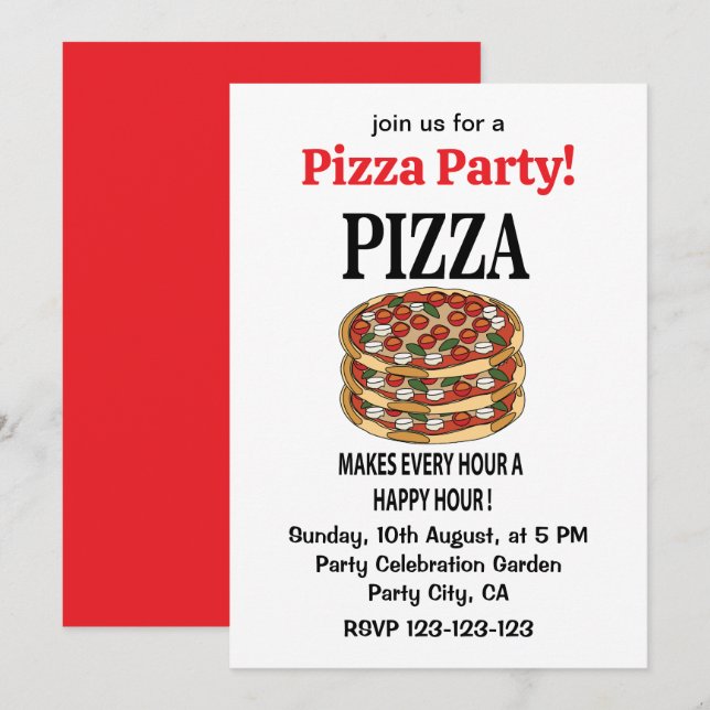 Convite Pizza Torna Cada Hora Uma Hora Feliz Pizza (Frente/Verso)