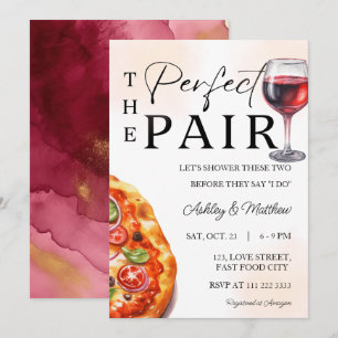 Convite Pizza Vinho Casal Perfeito Chuveiro de Noivado Mis