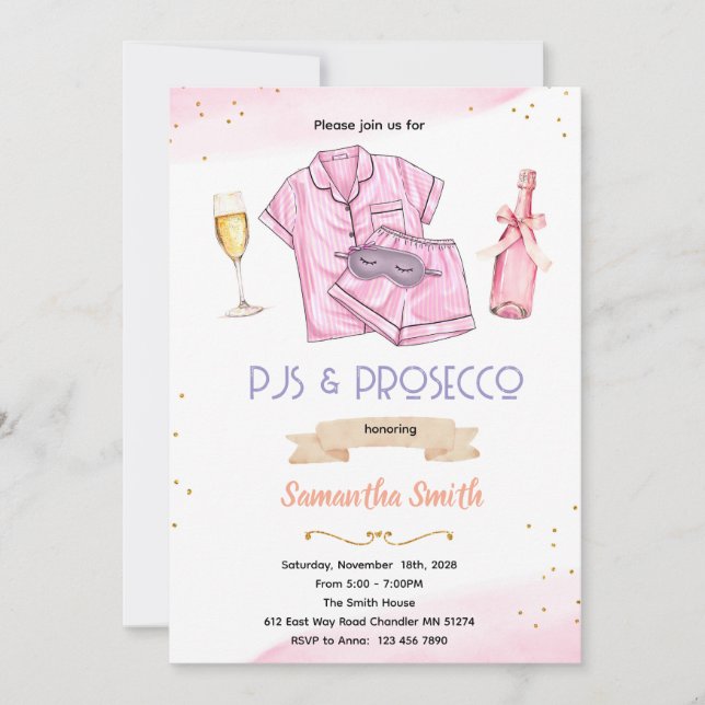 Convite PJ's and Prosecco party invitation (Frente)