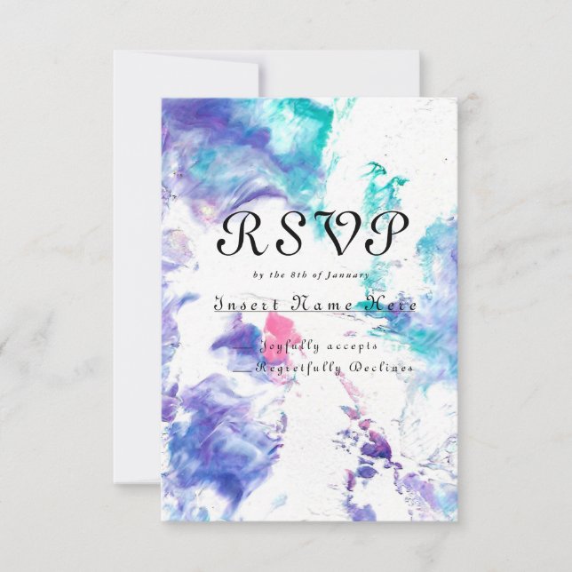 Convite Placa acrílica, design de mármore, placa RSVP - (Frente)