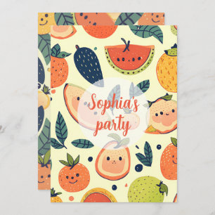 Convite Placa aniversário de 3 anos de Kawaii Cute