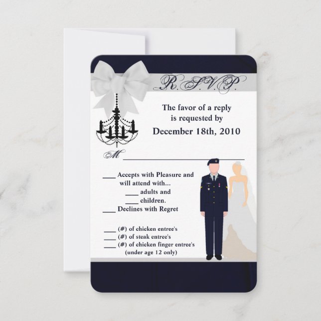 Convite Placa ARMY Uniforme Blues Groom Node 3,5x5 R.S.V.P (Frente)