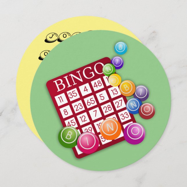 Convite Placa BINGO com BINGO Balls (Frente/Verso)