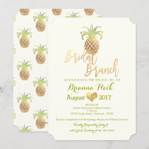 Convite Placa Bridal Brunch/Faux Dourada/Pineanacles PixDe