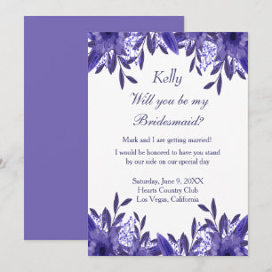 Convite Placa Bridesmaid da Folhagem Floral Veri Peri