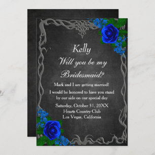 Convite Placa Bridesmaid de queda do Conselho de giz azul-