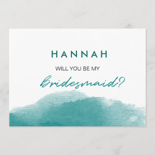 Convite Placa Bridesmaid de Script de Cor Azul-Teal Modern