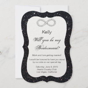 Convite Placa Bridesmaid do Diamond Infinity com Glitter P