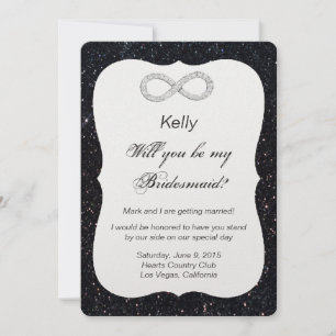 Convite Placa Bridesmaid do Diamond Infinity com Glitter P