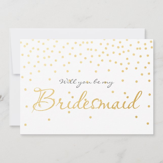 Convite PLACA BRIDESMAID - Pontos de Confetti - Folha bran (Frente)