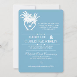 Convite Placa Chalkboard de Destino da Palma de Praia Azul