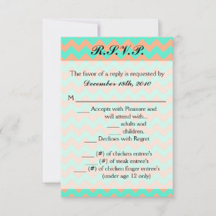 Convite Placa Chevron Seafoam e Salmon 3.5x5 R.S.V.P.