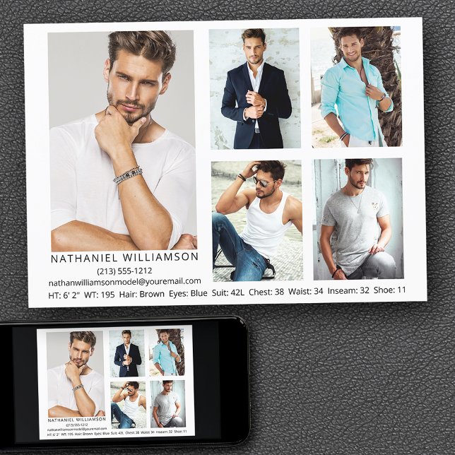 Convite Placa Comp de Fotografias do Modern Pro Model 5 (Customize to change background color, text size, style or to add more photos to back of card.)