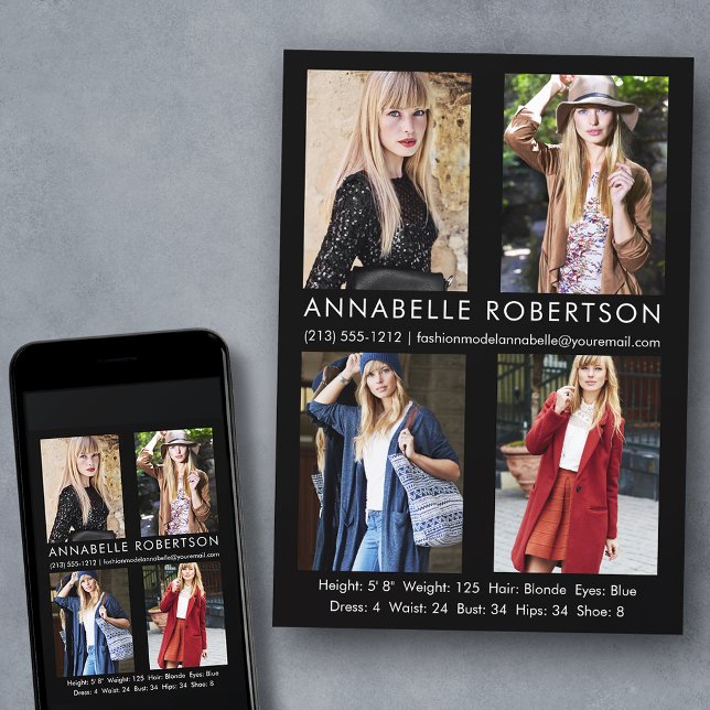 Convite Placa Comp do Ator do Modelo de Fotografias Modern (Customize to change background color, text size, style or to add more photos to back of card.)