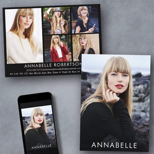 Convite Placa Comp do Modelo de Modelagem de Moda de Foto  (Customize to change background color, text size or text style. Available for prints and download.)