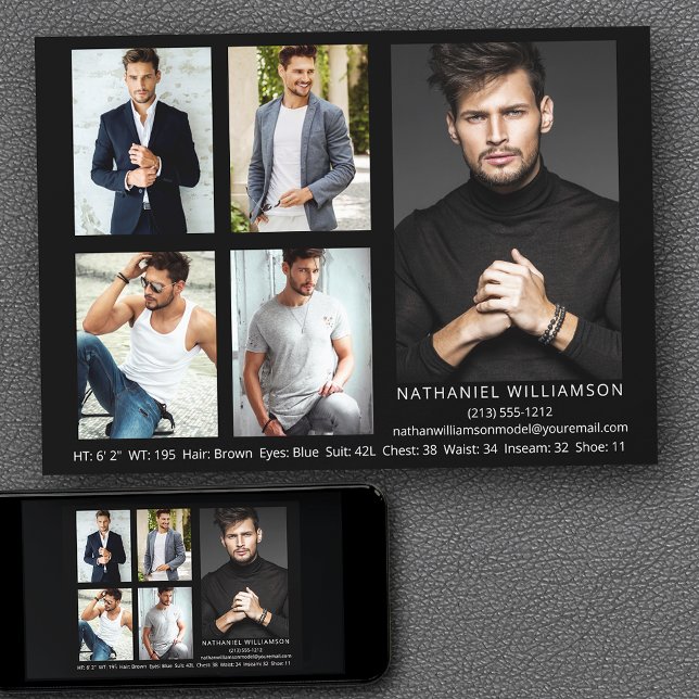 Convite Placa Comp Fotográfica do Ator 5 do Modelo Modern  (Customize to change background color, text size, style or to add more photos to back of card.)