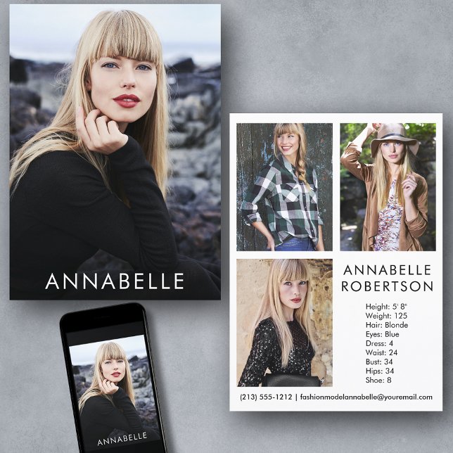 Convite Placa Comp Modelo de Modelagem de Moda Moderna 4 F (Customize to change background color, text size or text style. Available for prints and download.)