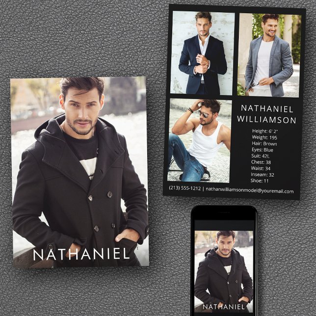 Convite Placa Comp Moderna de Fotografia 4 do Ator Modelo  (Customize to change background color, text size or text style. Available for prints and download.)