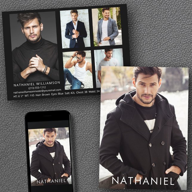 Convite Placa Comp Moderna de Fotografia 6 do Ator Modelo  (Customize to change background color, text size or text style. Available for prints and download.)