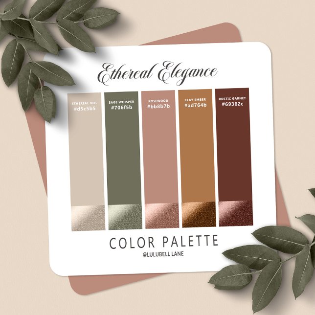 Convite Placa da Paleta de Cores do Casamento outono Elega (The Ethereal Elegance Wedding Collection Color Palette Swatch Card - Coordinate Every Detail.)