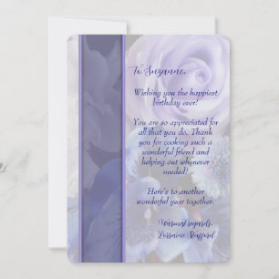Convite Placa de Aniversário Floral de Rosa Primavera Azul