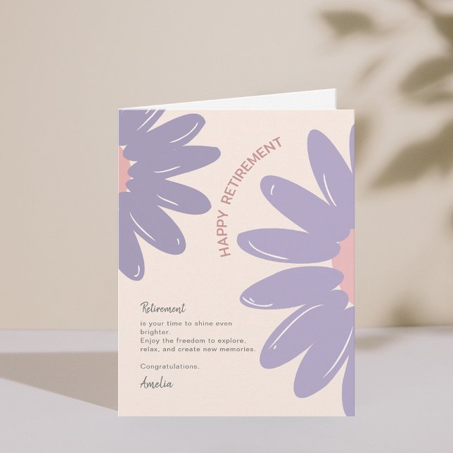 Convite Placa de aposentadoria feliz do Funcionarios para  (Flower Employee Staff Happy Retirement Card)