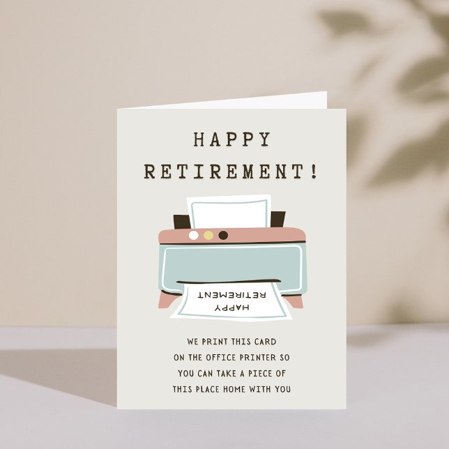 Convite Placa de aposentadoria feliz para impressora engra (Funny Printer Happy Retirement Card)