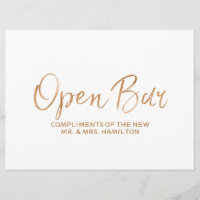 "Placa de Bar Aberto" Placa de Casamento | Rosa Do