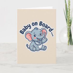 Convite Placa de Bebê Elefante Fofo a Bordo