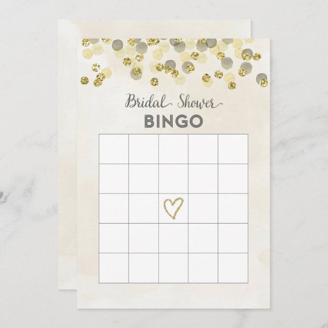 Convite Placa de Bingo do Chá de panela Glitter Dourado Fa (Frente/Verso)