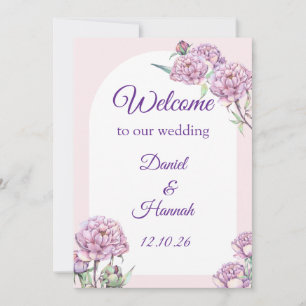 Convite Placa de Boas-Vindas de Casamento Floral Elegante