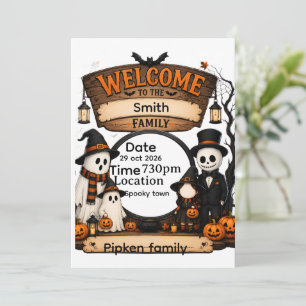 Convite Placa de Boas-Vindas de Halloween Personalizada pa