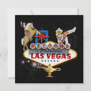 Convite Placa de Boas-Vindas de Las Vegas em Fundo Estrela