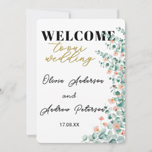 Convite Placa de boas-vindas floral de flor de laranjeira